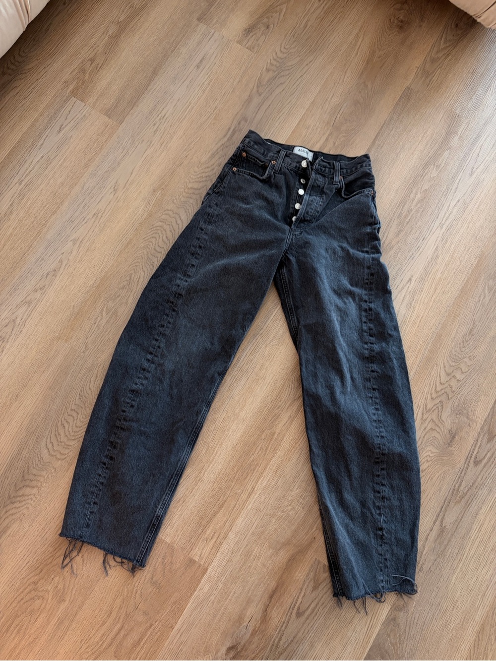 agolde luna Black Denim Jeans barrel